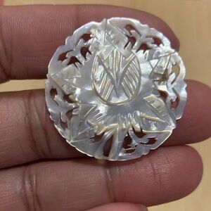 Vintage Bethlehem Carved Mother of Pearl Brooch
